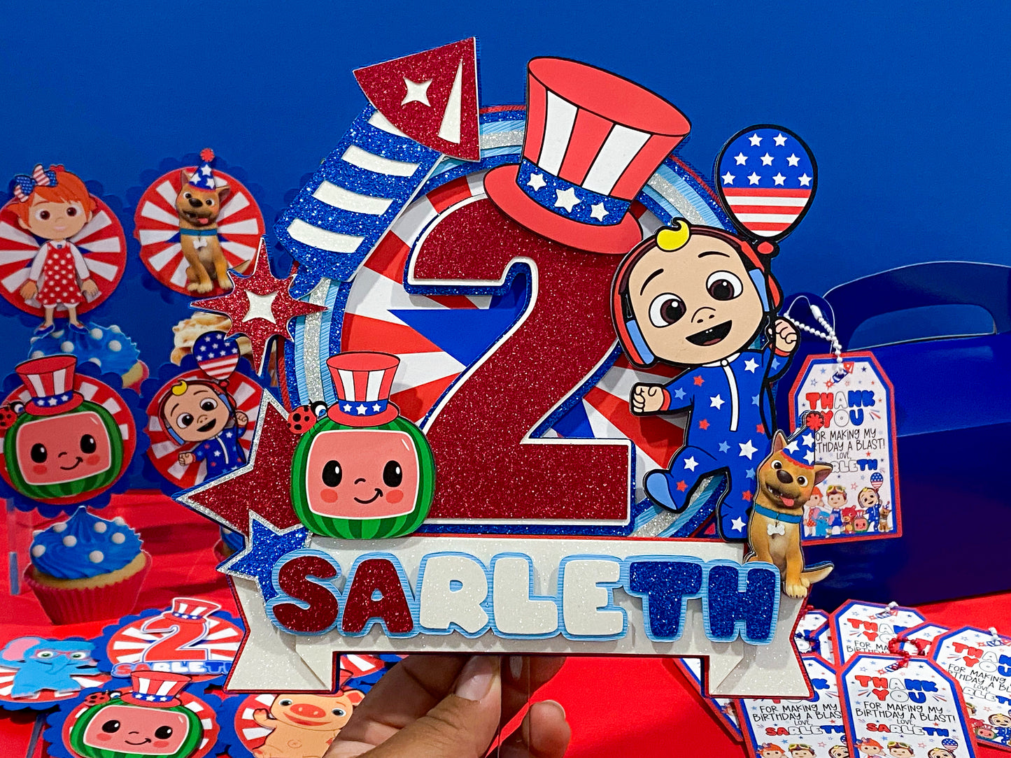Cocomelon 4th of July Cake Topper
