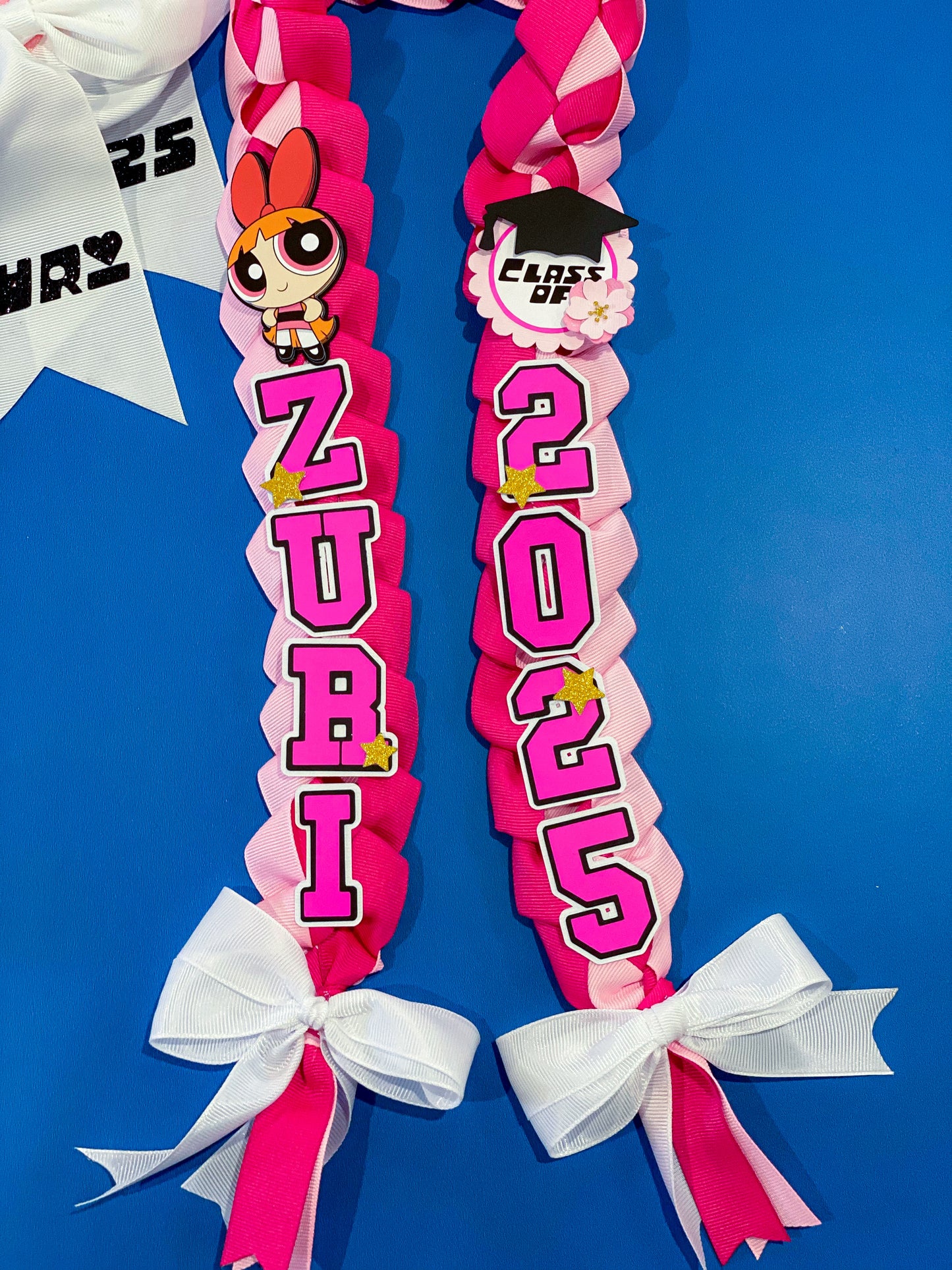 Bundle Blossom Powerpuff Girls Graduation Cap Topper and Lei | Kindergarten Graduation | Graduation Gift | Personalized Grad Cap and Lei | Class of 2025