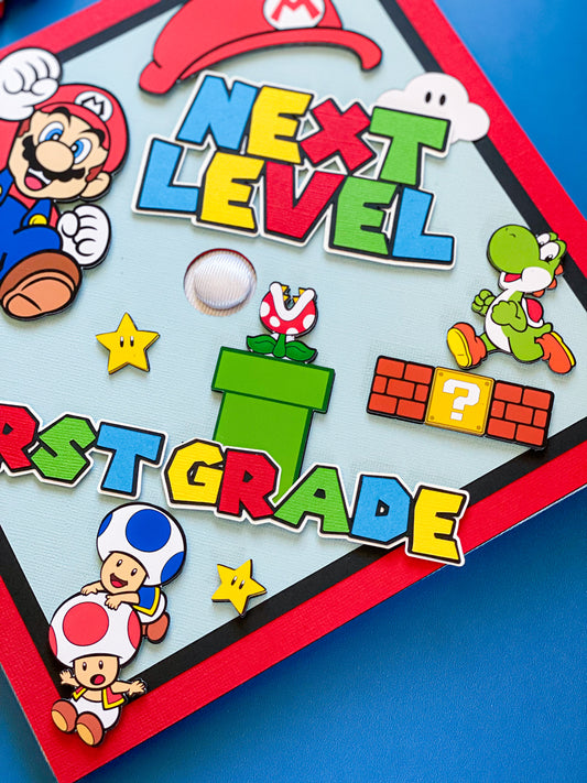 Bundle Super Mario Graduation Cap Topper and Lei | Kindergarten Graduation | Graduation Gift | Personalized Grad Cap and Lei | Class of 2025