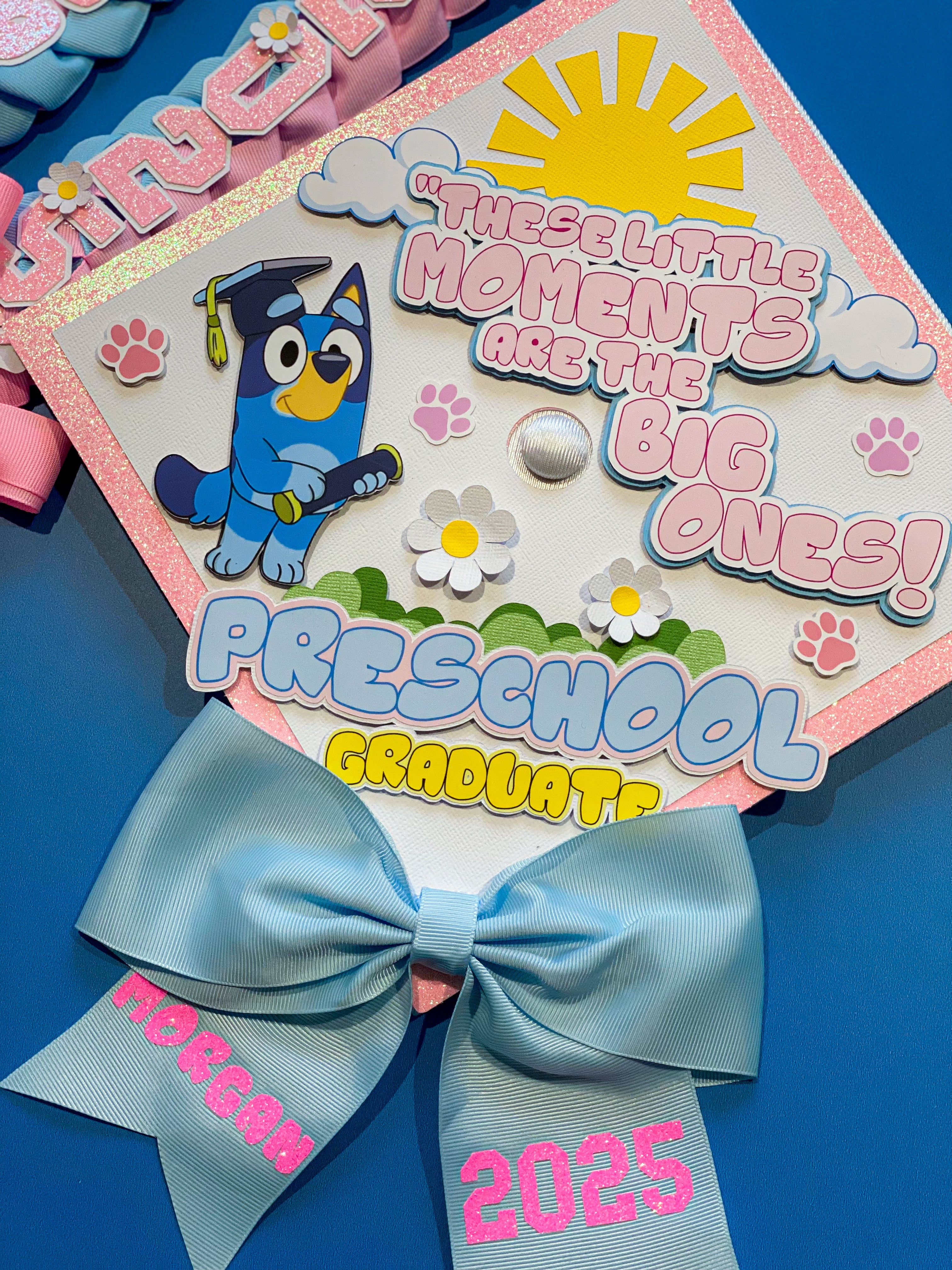 Bundle Bluey Graduation Cap Topper and Lei | Kindergarten Graduation | Graduation Gift | Personalized Grad Cap and Lei | Class of 2025