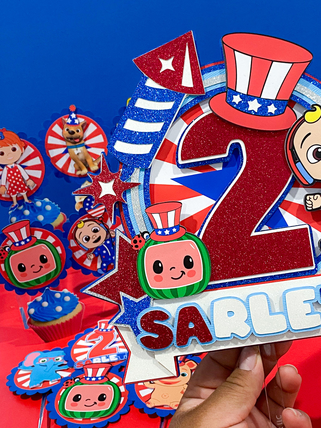 Cocomelon 4th of July  Cake Topper