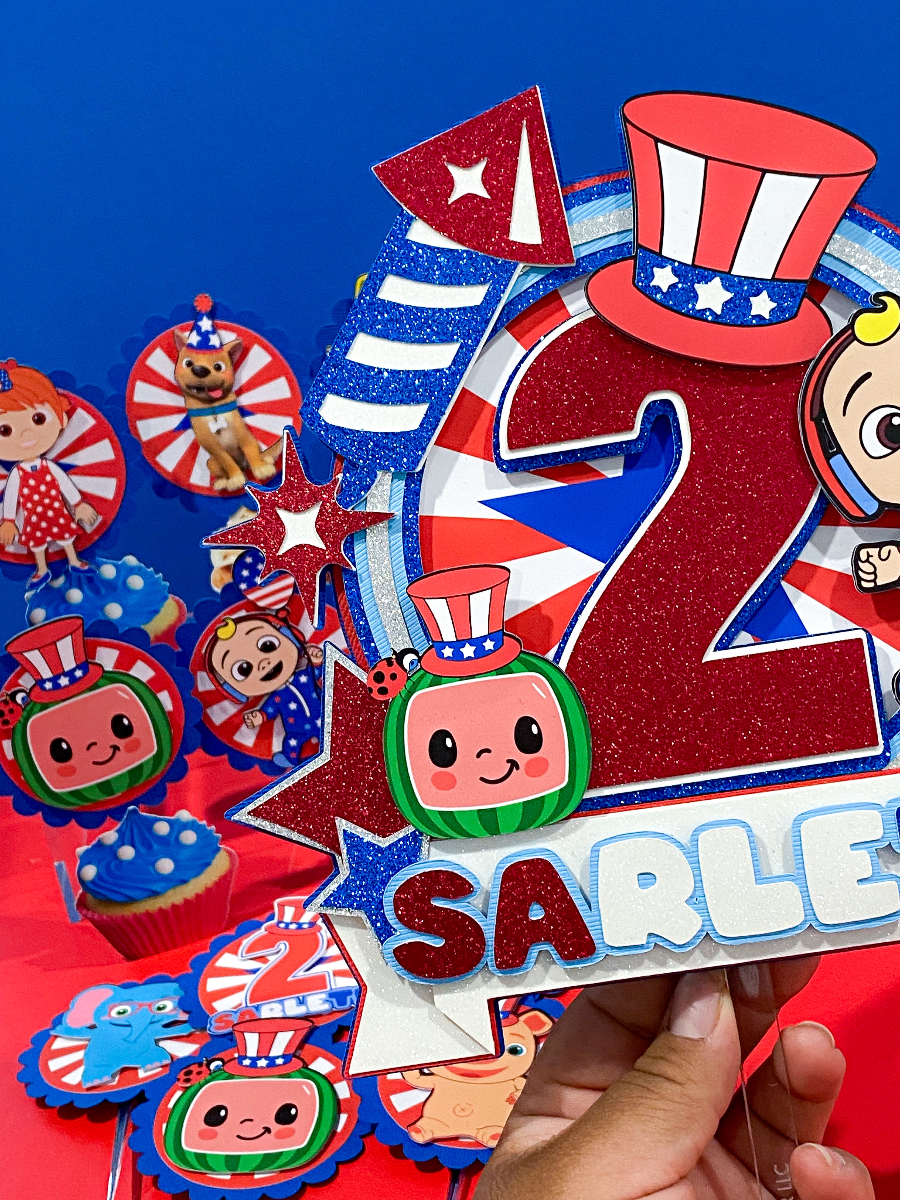 Cocomelon 4th of July  Cake Topper