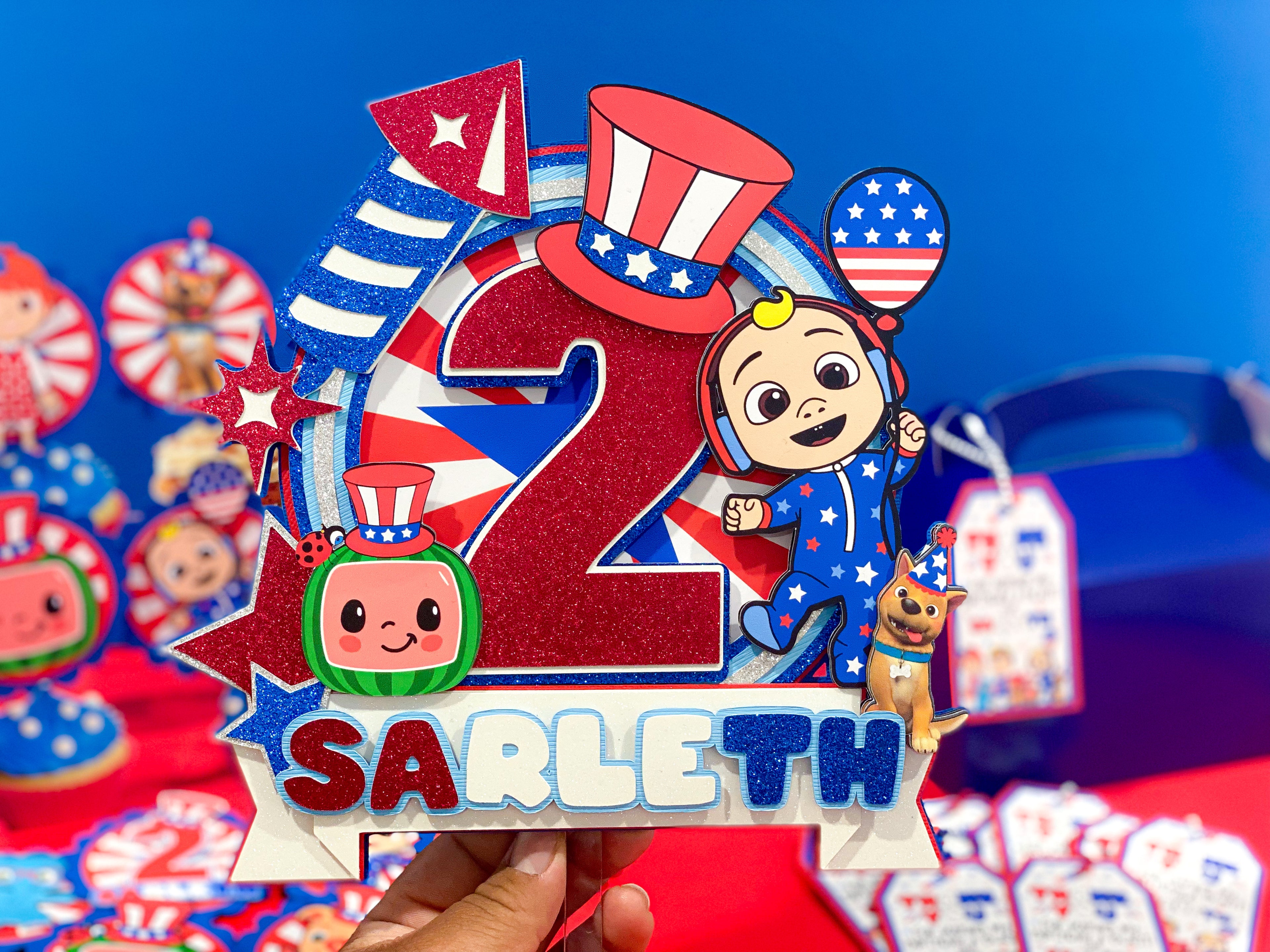 Cocomelon 4th of July  Cake Topper