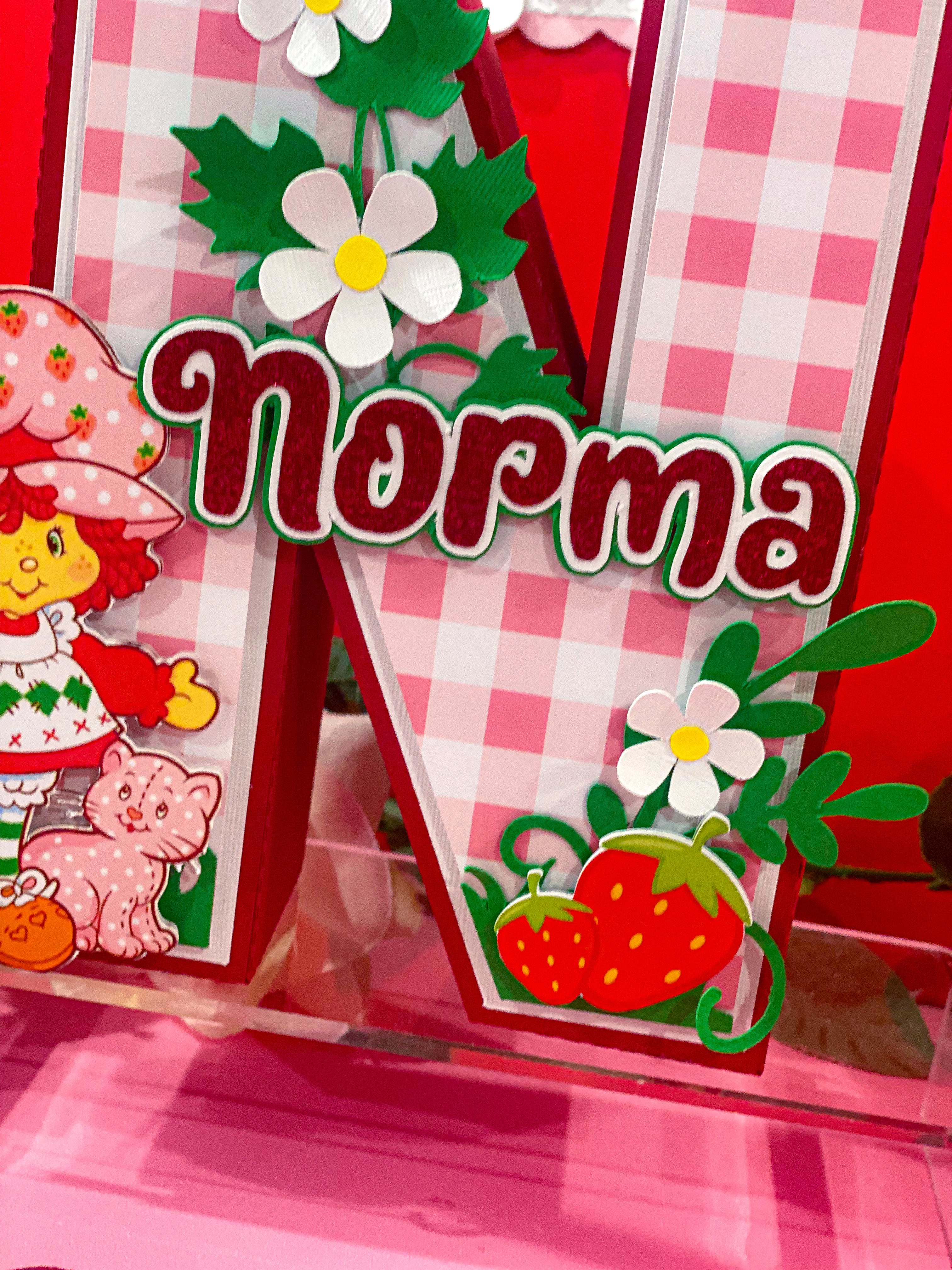 Large Strawberry Shortcake 3D Letter or Number with Name