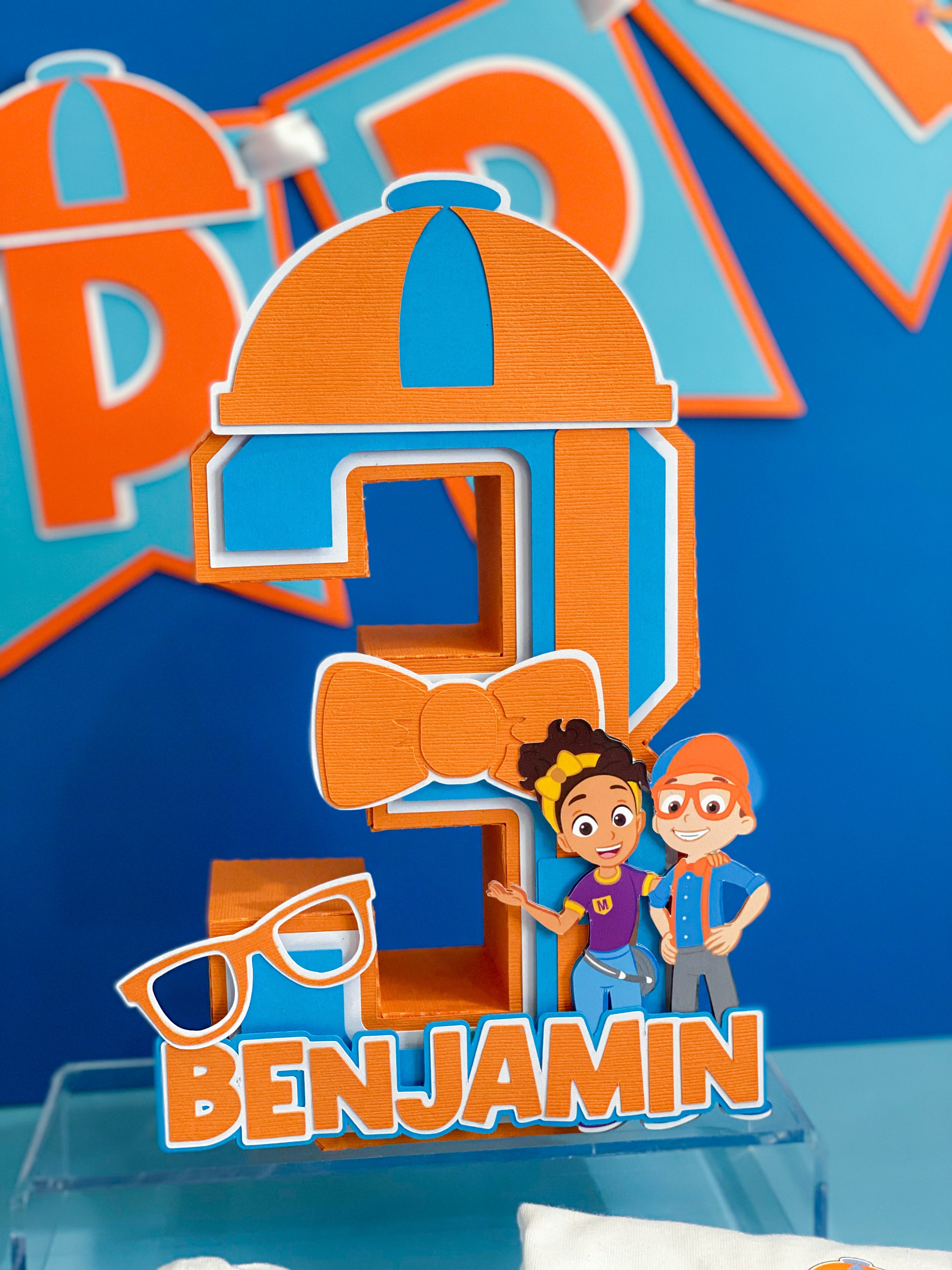 Large Blippi and Meekah 3D Letter or Number with Name