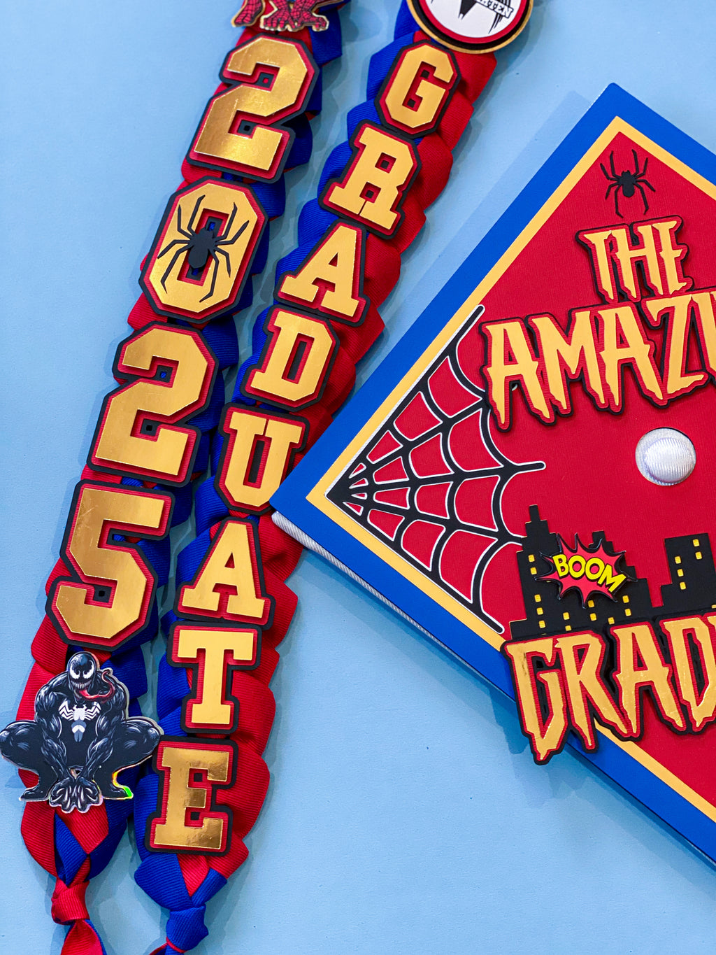 Bundle Spider-Man  Graduation Cap Topper and Lei | Kindergarten Graduation | Graduation Gift | Personalized Grad Cap and Lei | Class of 2025