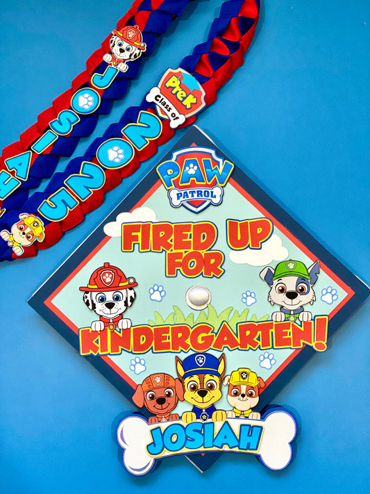 Bundle Paw Patrol Graduation Cap Topper and Lei | Kindergarten Graduation | Graduation Gift | Personalized Grad Cap and Lei | Class of 2026
