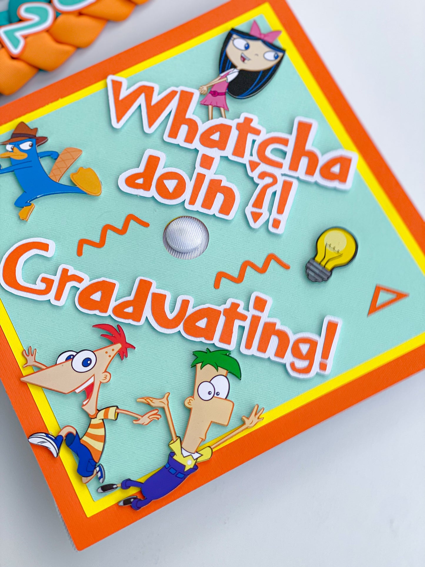 Bundle Phineas and Ferb Graduation Cap Topper and Lei | Kindergarten Graduation | Graduation Gift | Personalized Grad Cap and Lei | Class of 2026