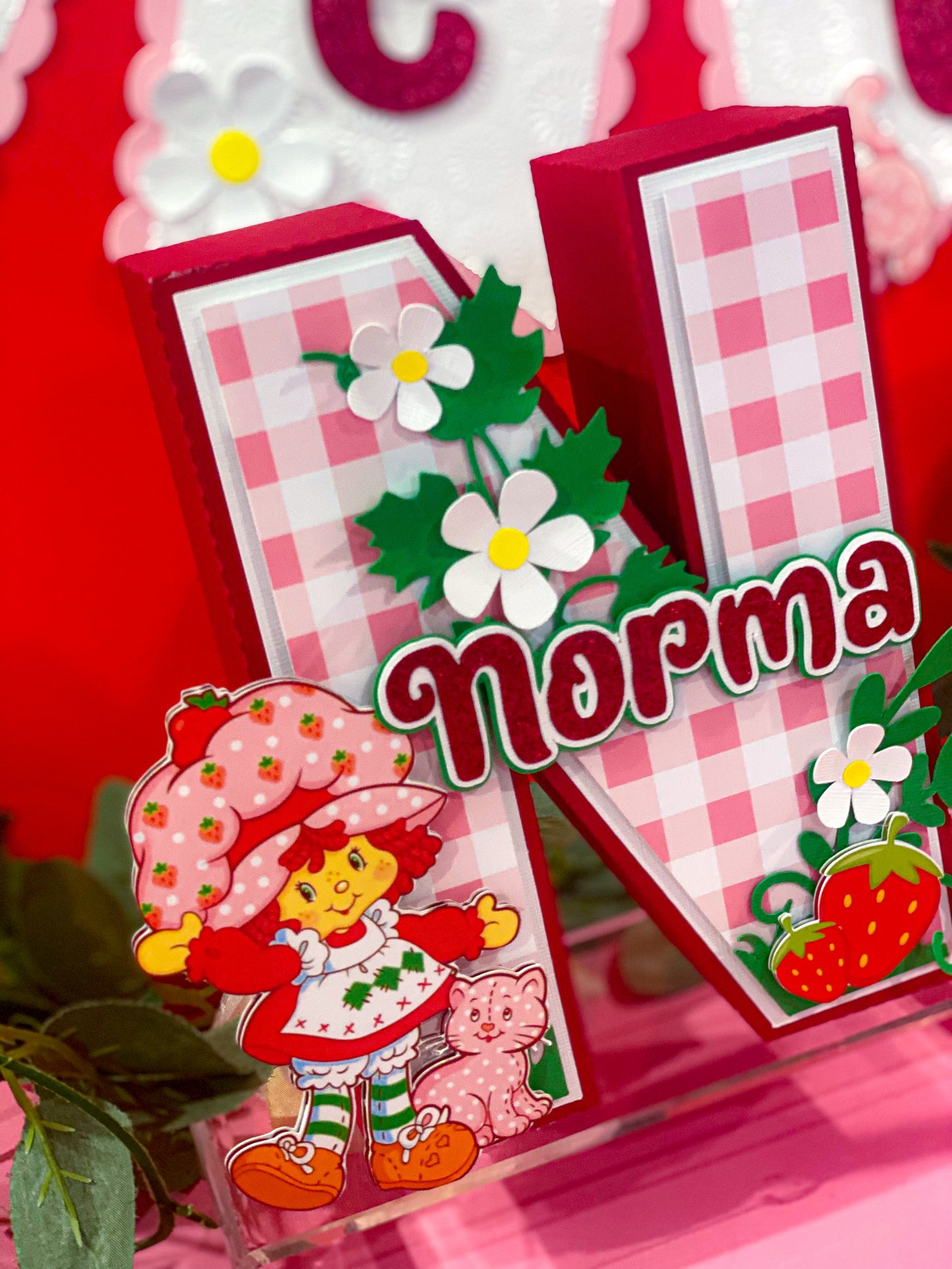 Large Strawberry Shortcake 3D Letter or Number with Name