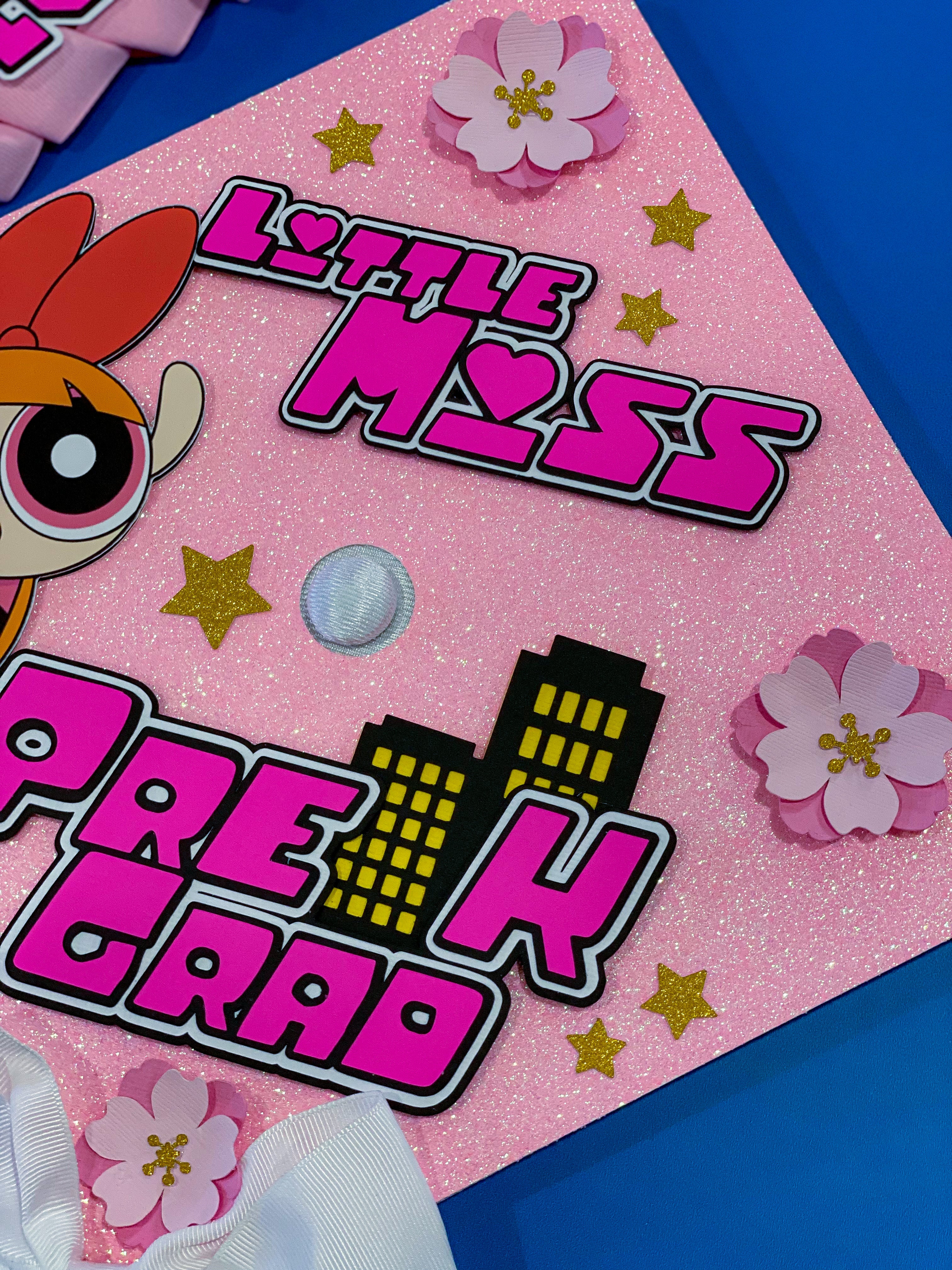 Bundle Blossom Powerpuff Girls  Graduation Cap Topper and Lei | Kindergarten Graduation | Graduation Gift | Personalized Grad Cap and Lei | Class of 2025