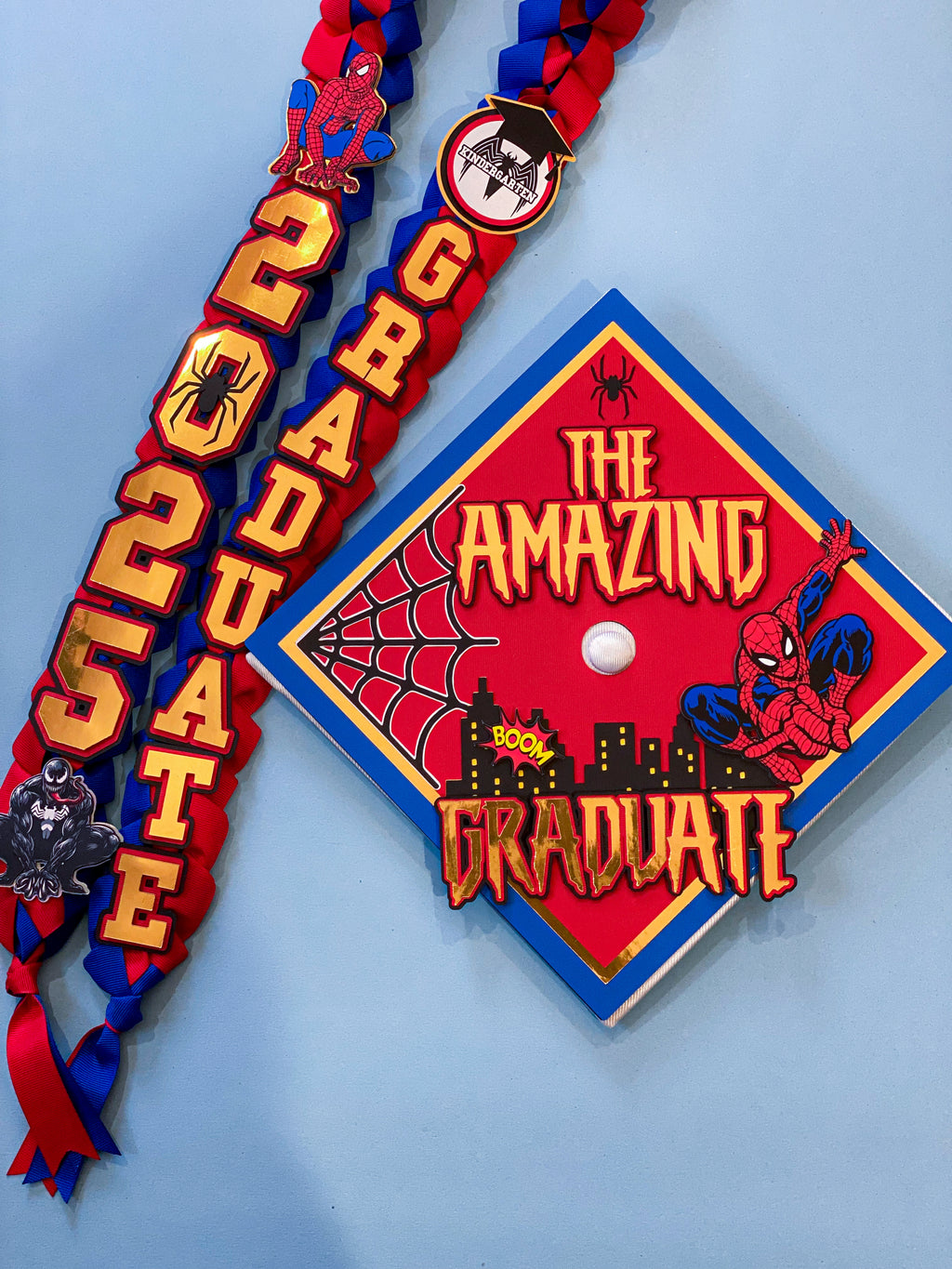 Bundle Spider-Man  Graduation Cap Topper and Lei | Kindergarten Graduation | Graduation Gift | Personalized Grad Cap and Lei | Class of 2025