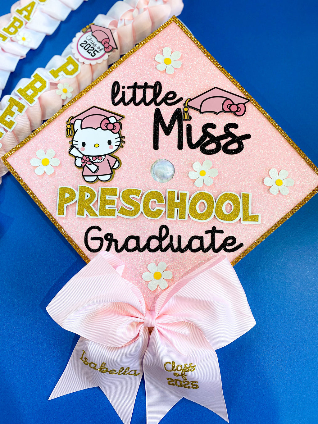 Bundle Hello Kitty Graduation Cap Topper and Lei | Kindergarten Graduation | Graduation Gift | Personalized Grad Cap and Lei | Class of 2025