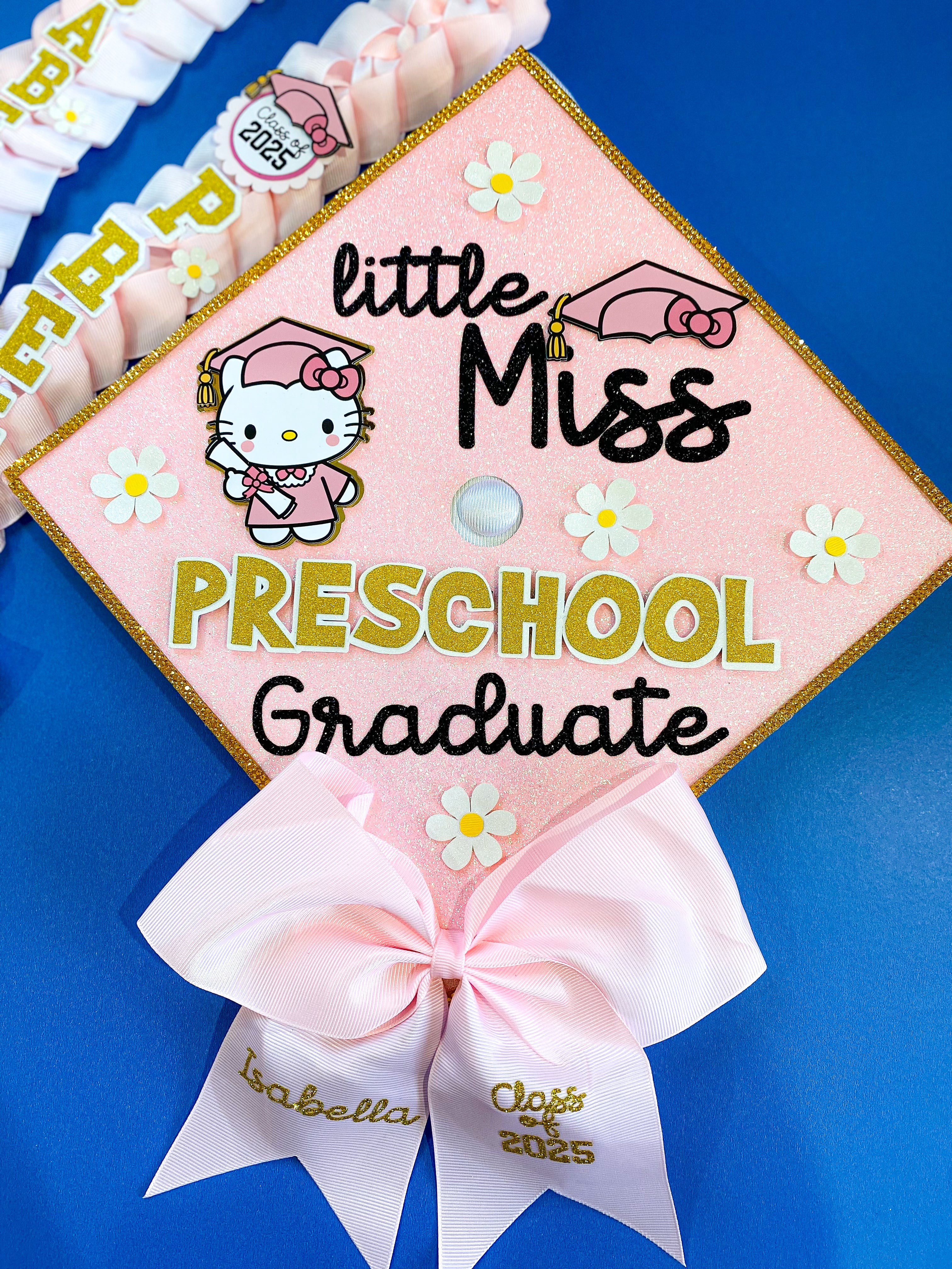 Bundle Hello Kitty Graduation Cap Topper and Lei | Kindergarten Graduation | Graduation Gift | Personalized Grad Cap and Lei | Class of 2025