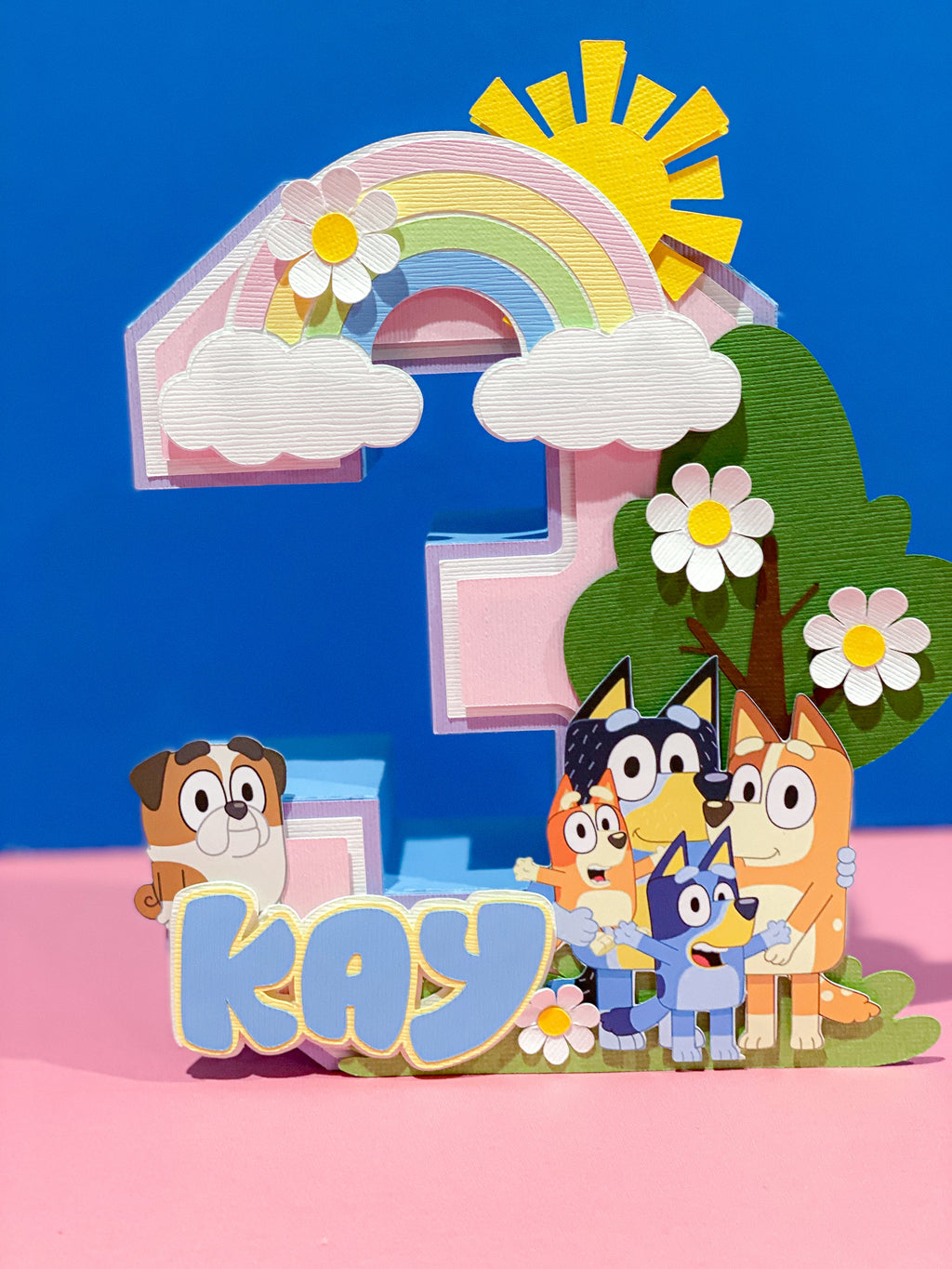 Large Bluey and Bingo 3D Letter or Number with Name