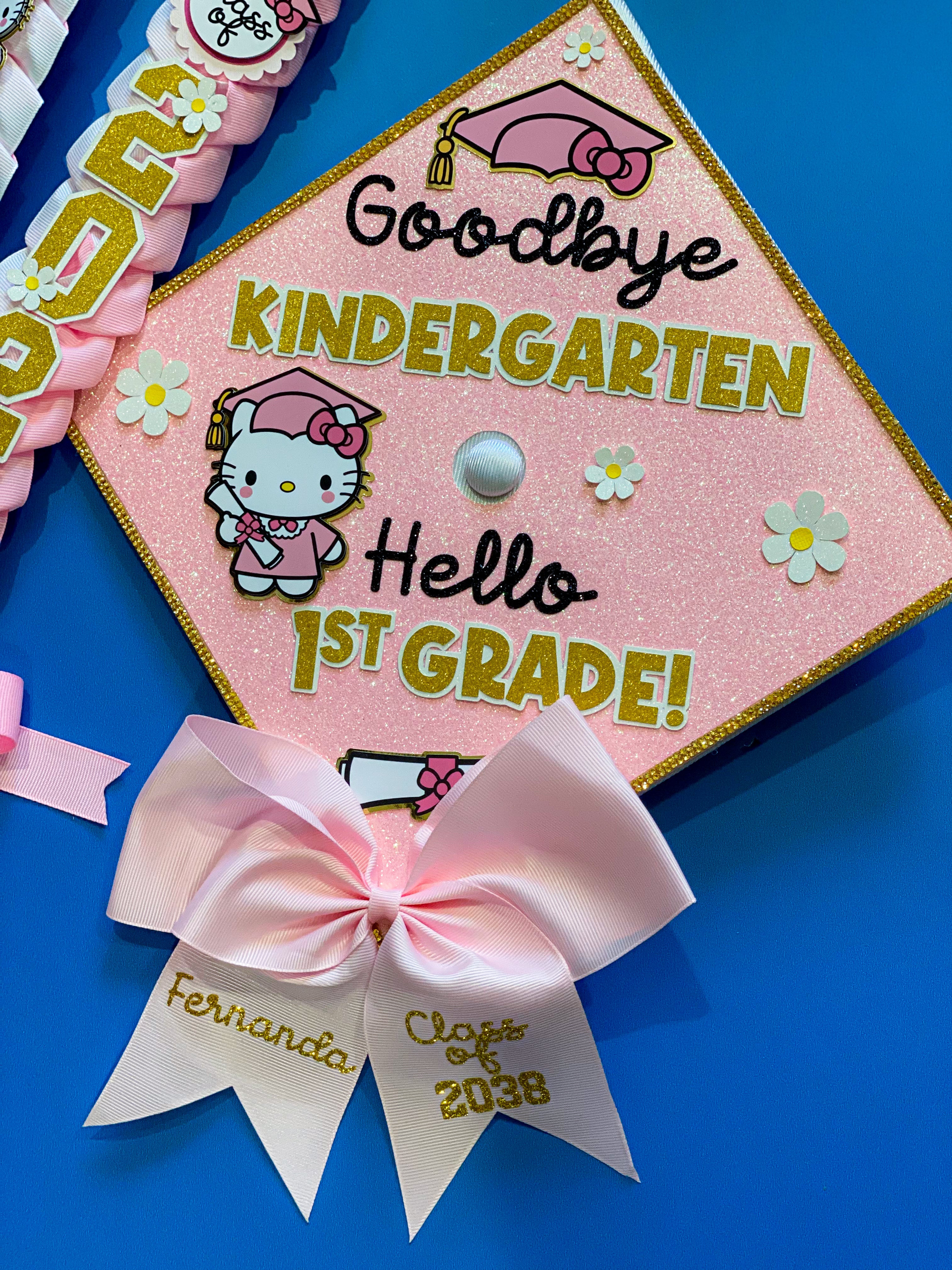 Bundle Hello Kitty Graduation Cap Topper and Lei | Kindergarten Graduation | Graduation Gift | Personalized Grad Cap and Lei | Class of 2025