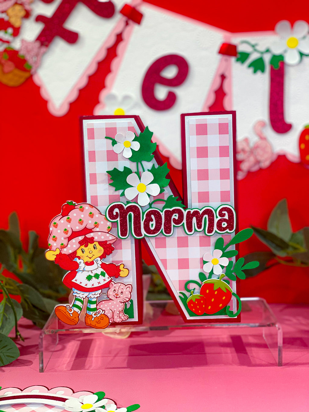 Large Strawberry Shortcake 3D Letter or Number with Name