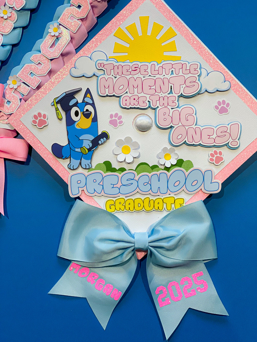 Bundle Bluey Graduation Cap Topper and Lei | Kindergarten Graduation | Graduation Gift | Personalized Grad Cap and Lei | Class of 2025