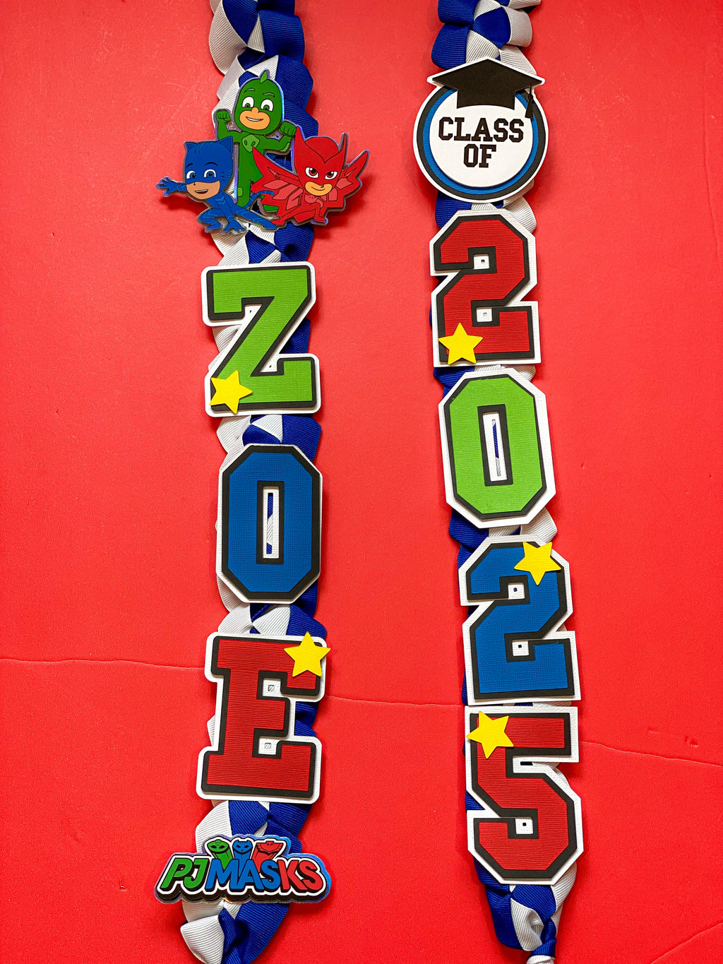 PJ Masks Graduation Lei | Kindergarten Graduation Lei | Graduation Gift | Princess Graduation Lei | Graduation Ribbon Lei | Class of 2026