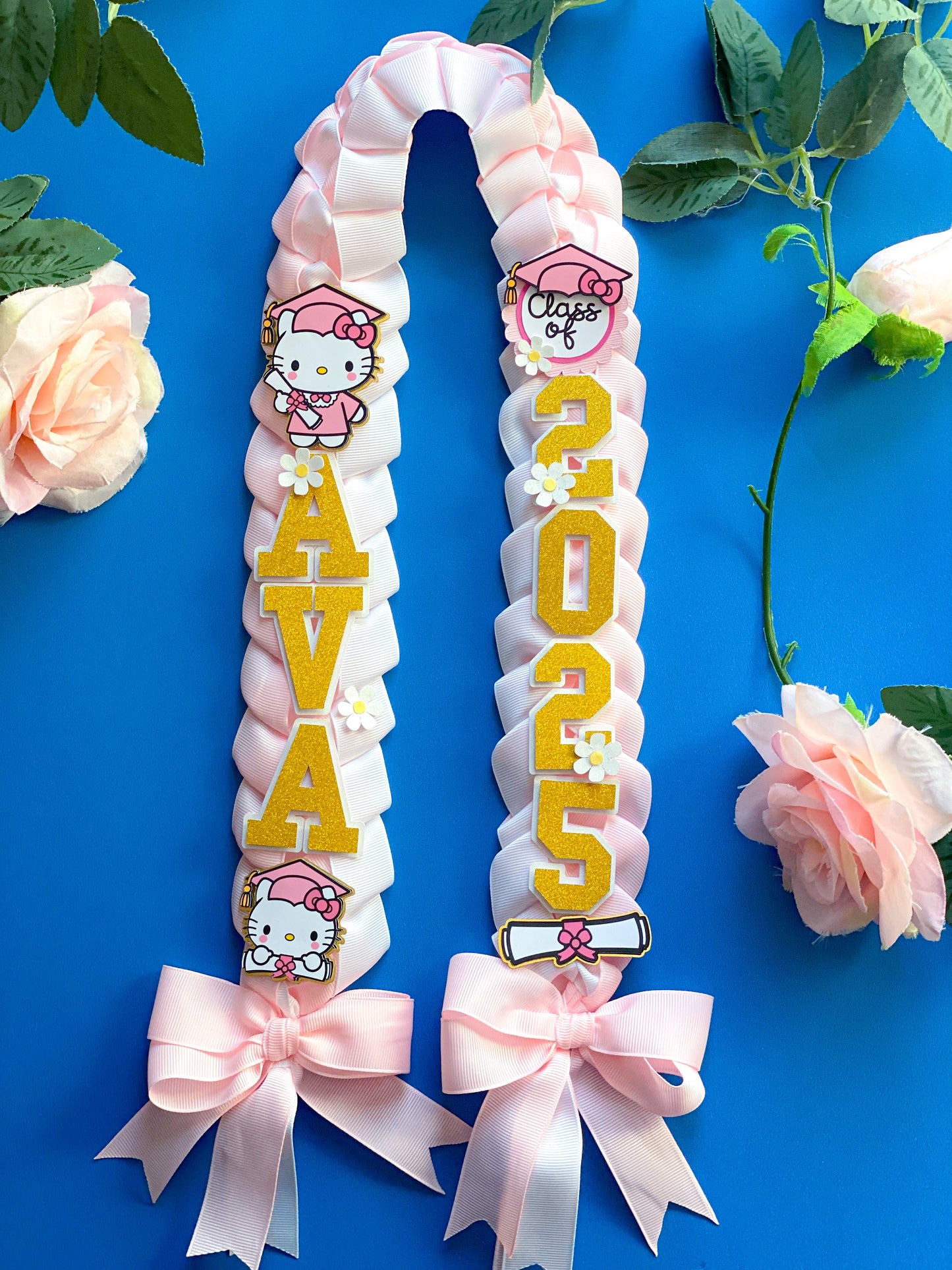 Hello Kitty Graduation Lei | Kindergarten Graduation Lei | Graduation Gift | Princess Graduation Lei | Graduation Ribbon Lei | Class of 2025