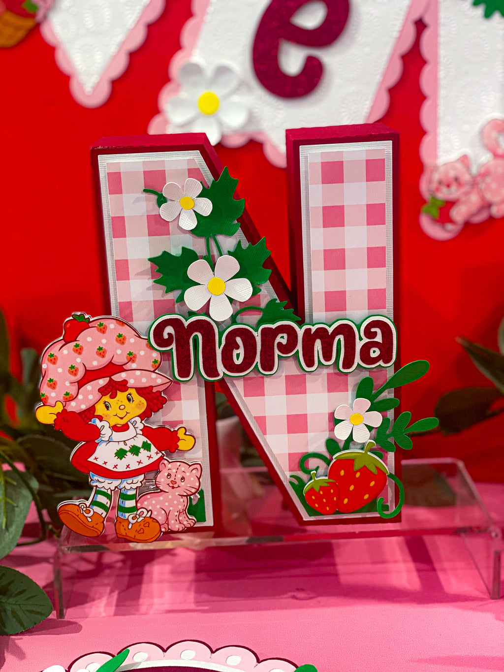 Large Strawberry Shortcake 3D Letter or Number with Name