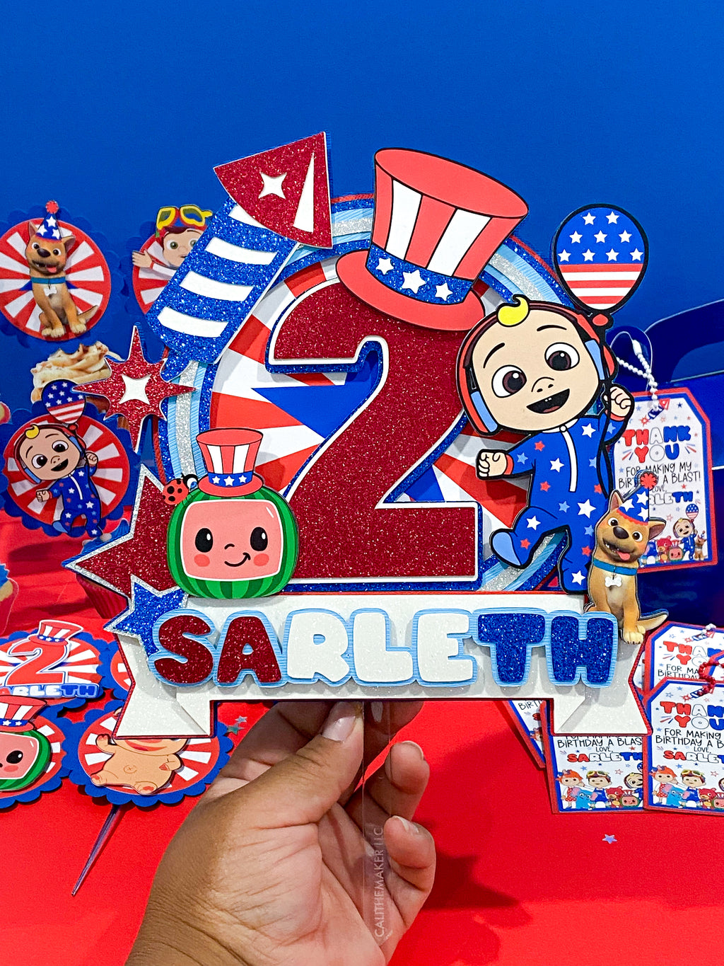 Cocomelon 4th of July  Cake Topper