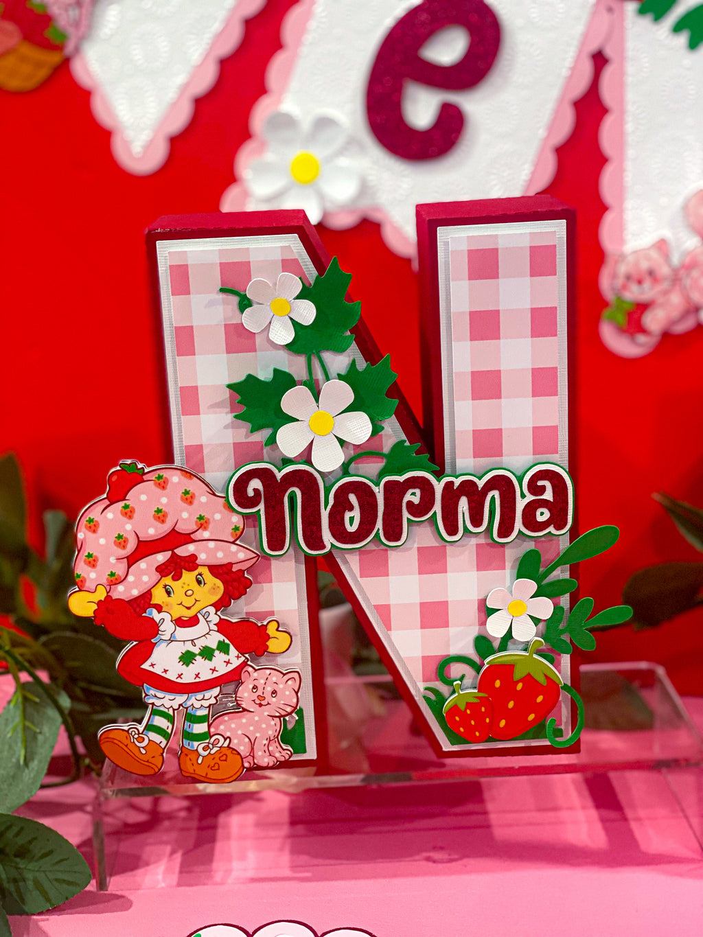 Large Strawberry Shortcake 3D Letter or Number with Name