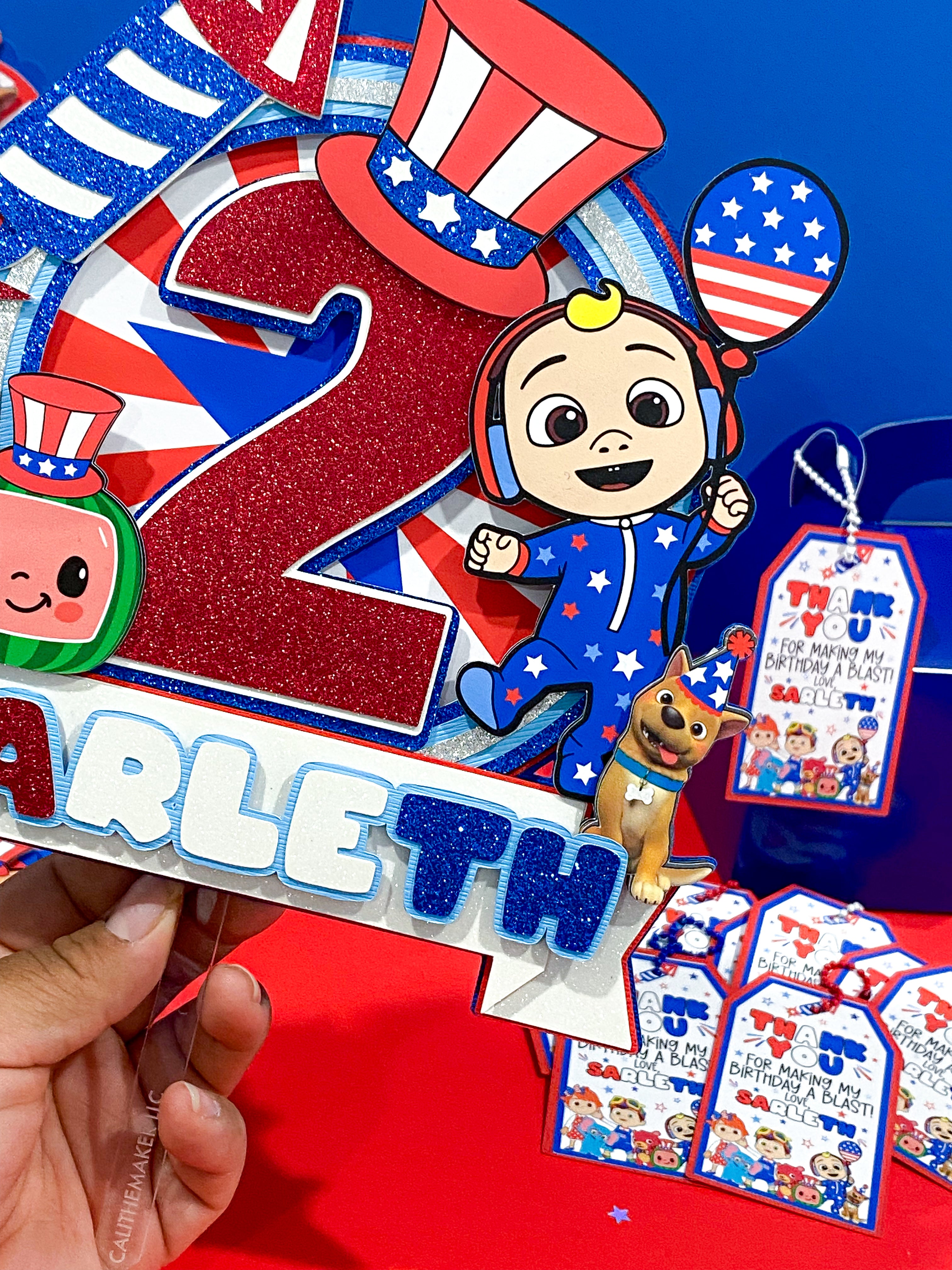 Cocomelon 4th of July  Cake Topper