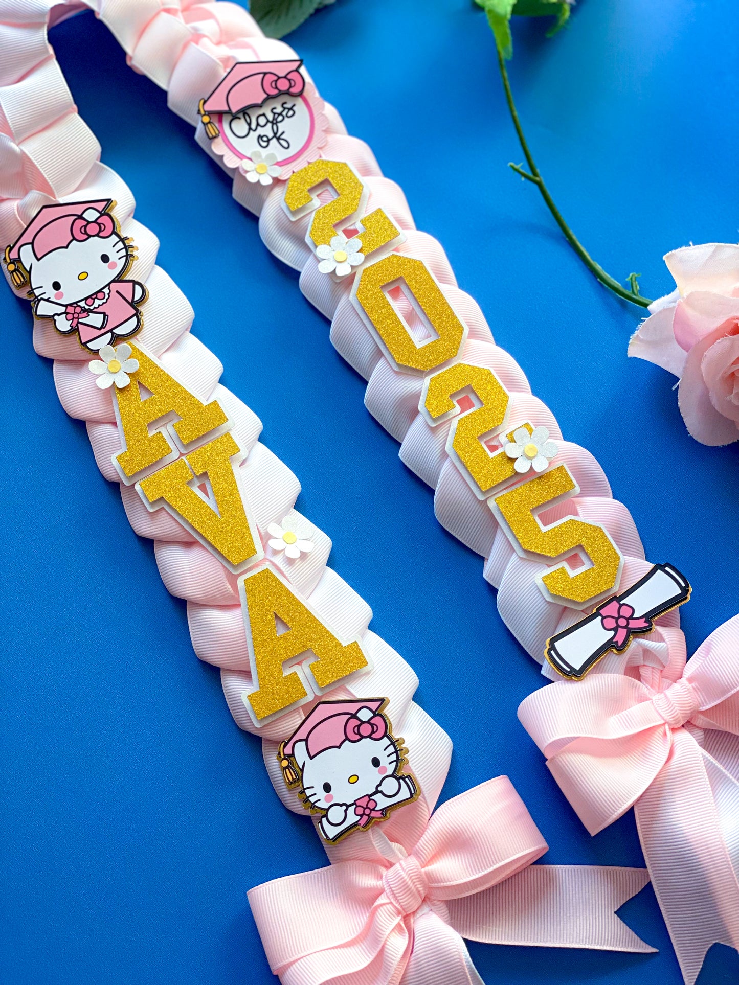 Hello Kitty Graduation Lei | Kindergarten Graduation Lei | Graduation Gift | Princess Graduation Lei | Graduation Ribbon Lei | Class of 2025