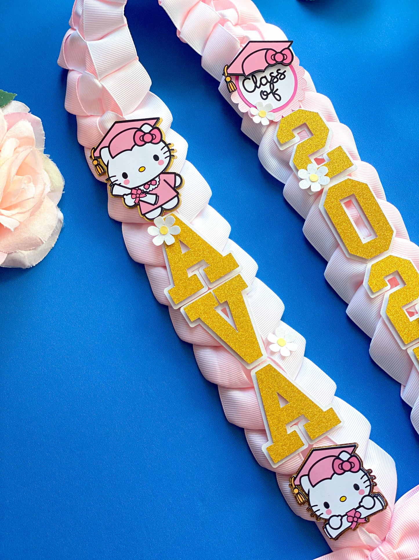 Hello Kitty Graduation Lei | Kindergarten Graduation Lei | Graduation Gift | Princess Graduation Lei | Graduation Ribbon Lei | Class of 2025