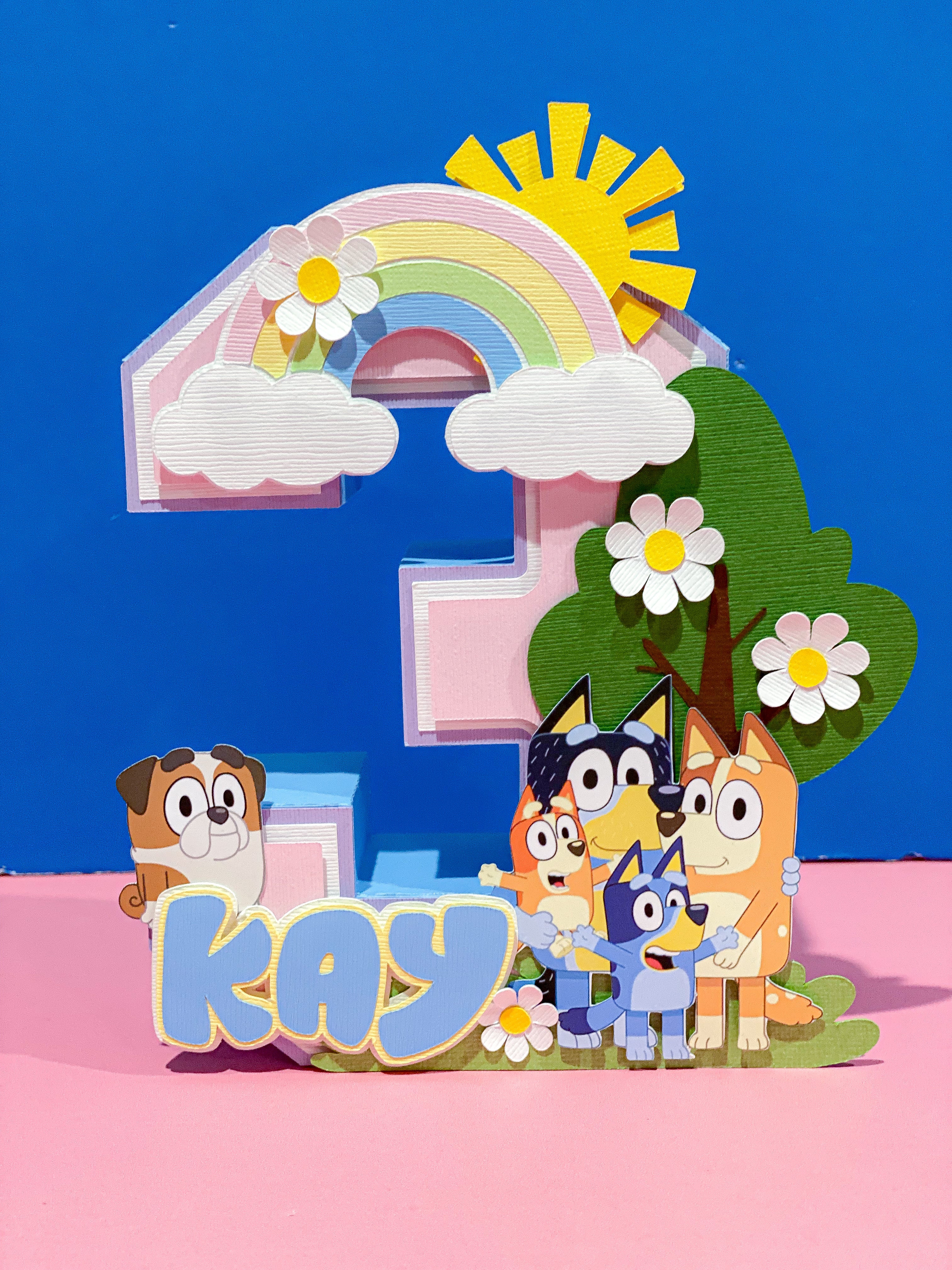 Large Bluey and Bingo 3D Letter or Number with Name