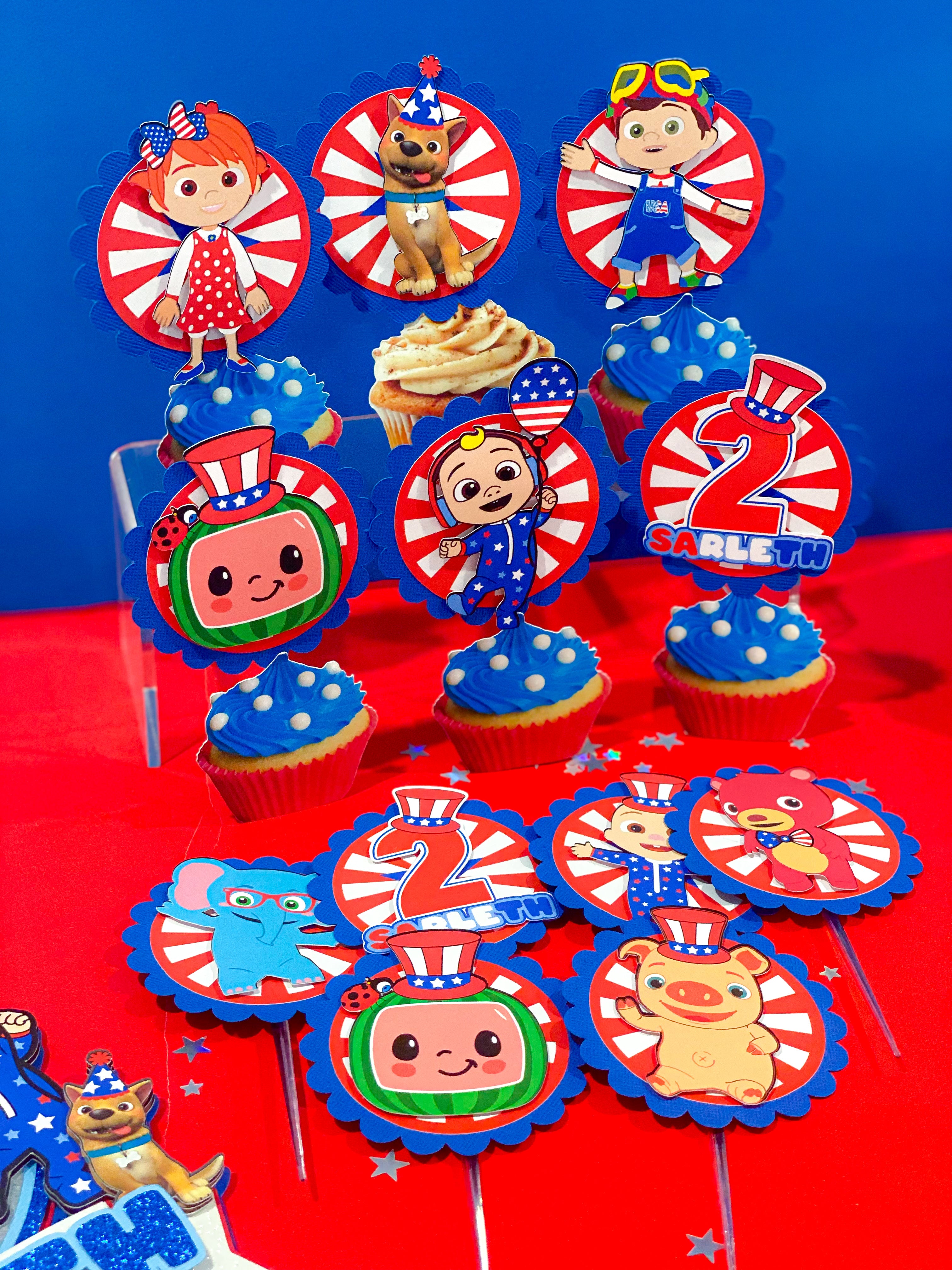 Cocomelon 4th of July 12 Cupcake Toppers