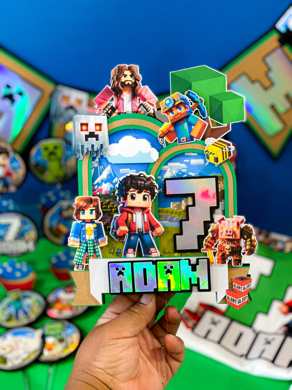 Minecraft the Movie Cake Topper