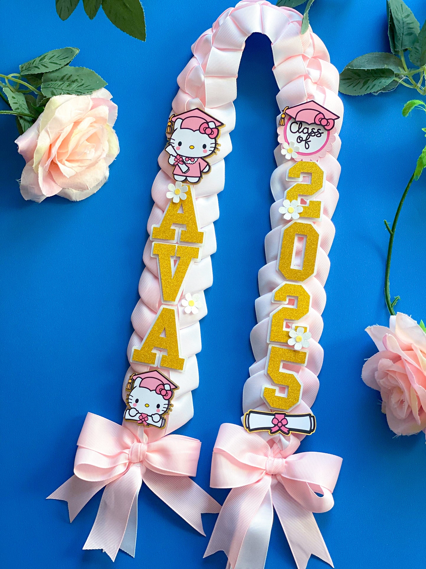 Hello Kitty Graduation Lei | Kindergarten Graduation Lei | Graduation Gift | Princess Graduation Lei | Graduation Ribbon Lei | Class of 2025