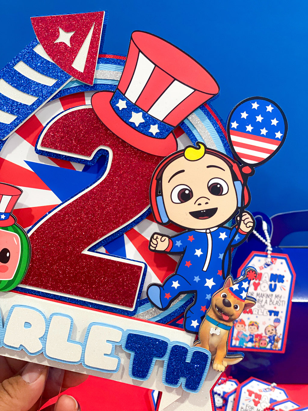 Cocomelon 4th of July  Cake Topper